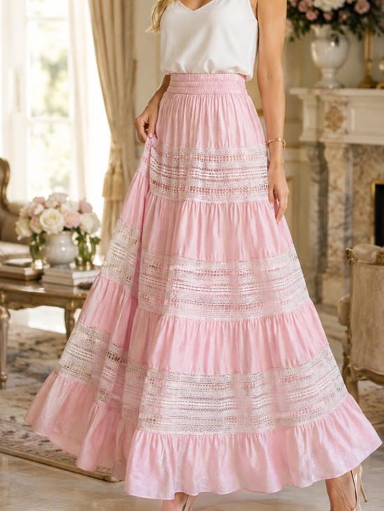 Solitaire Dresses & Skirts - New Solitaire Light Pink Tiered Maxi Skirt size S